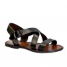 Brown leather women's sandals handmade in Italy