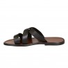Handmade genuine brown leather men's slippers sandals