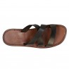 Handmade genuine brown leather men's slippers sandals