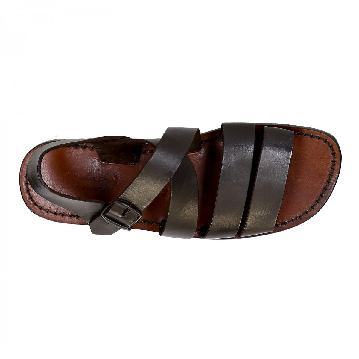 Handmade In Italy Mens Sandals In Dark Brown Leather 