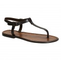 Thong sandals in Dark Brown Leather handmade in Italy