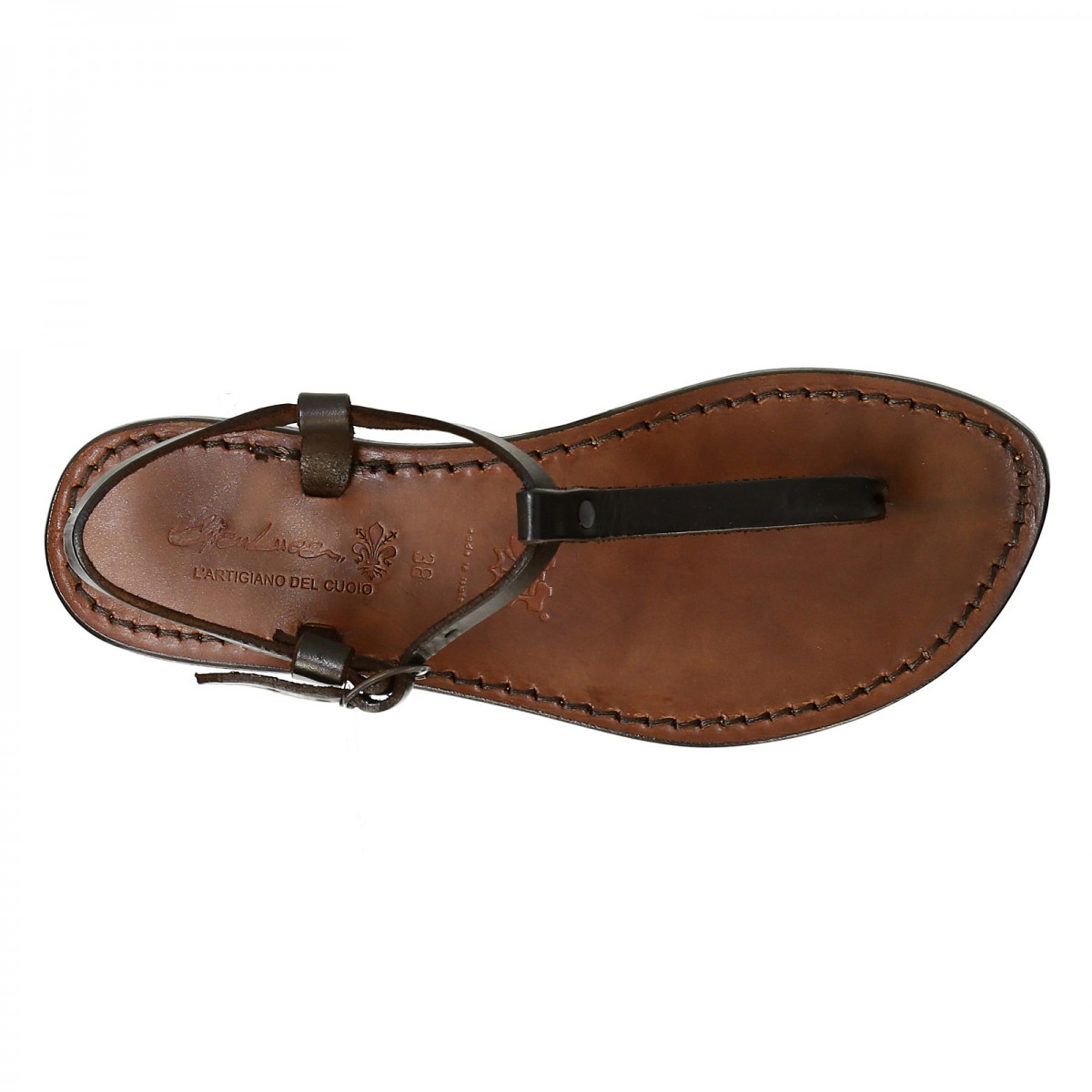 Thong sandals in Dark Brown Leather handmade in Italy | The leather ...