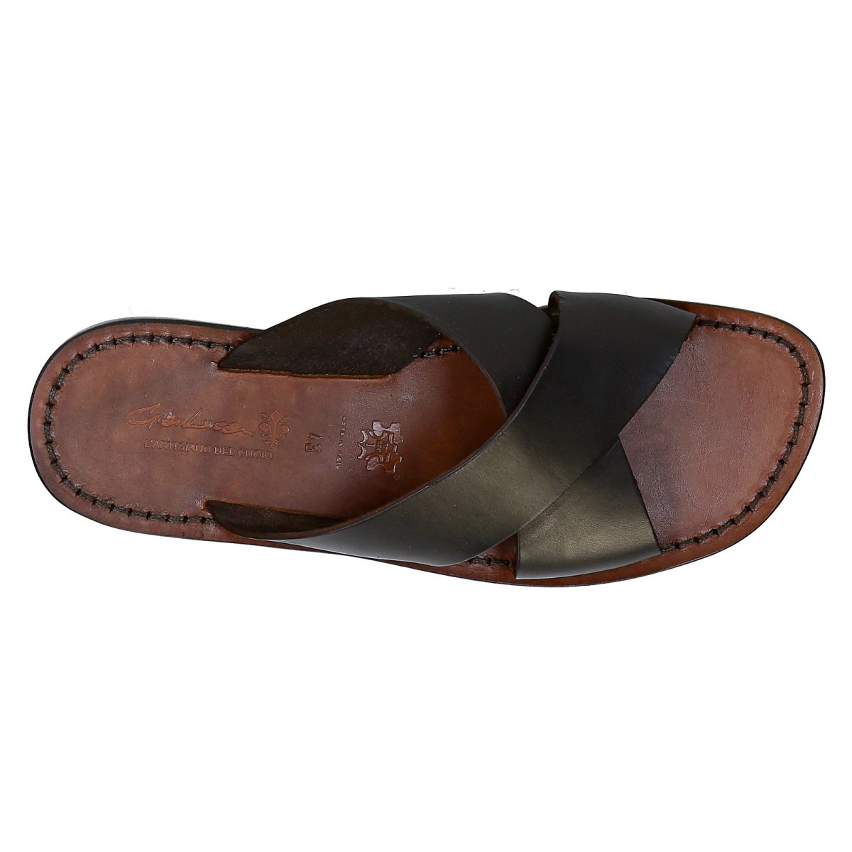 Mens Leather Slippers Handmade in Italy in Dark Brown Leather 560 U Moro