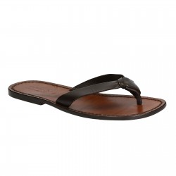 Handmade leather thongs for men with leather sole