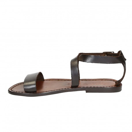 Womens sandals in Dark Brown Leather handmade in Italy | The leather ...