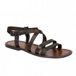 Handmade in Italy mens dark brown leather Franciscan sandals