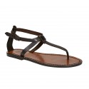 Womens thong sandals in Dark Brown Leather handmade in Italy