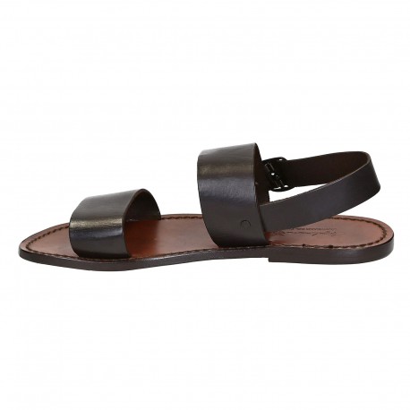 Handmade mens sandals in dark brown leather made in Italy | The leather ...