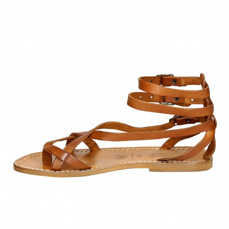 Women's Strappy leather sandals Handmade in Italy in vintage cuir | The ...