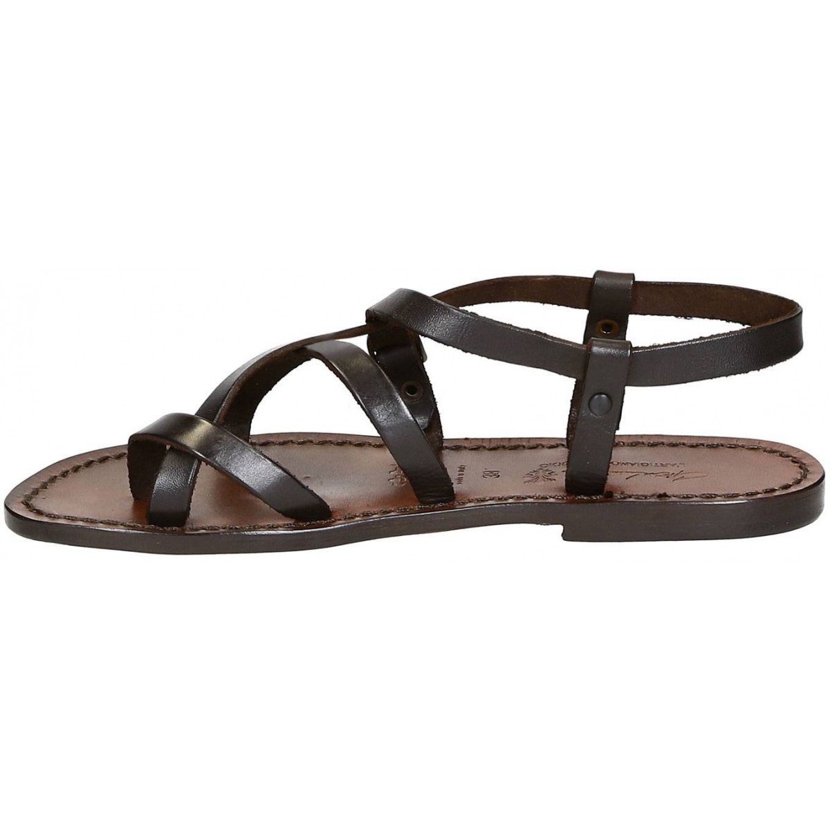 womens italian leather sandals dark brown hand made leather | The ...
