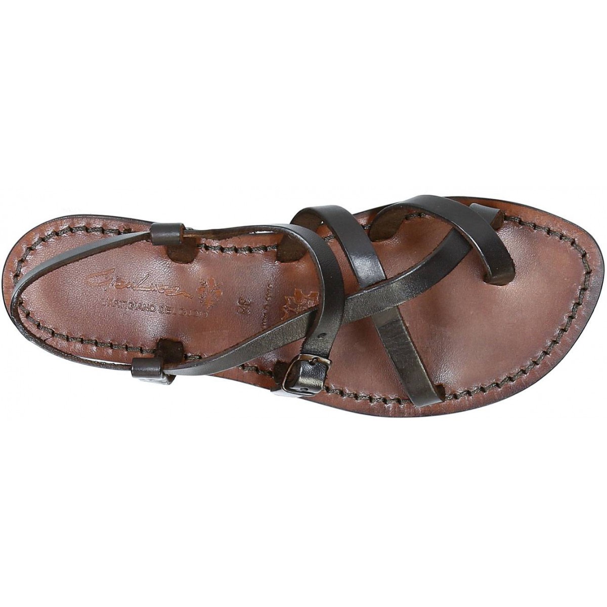 Womens Italian Leather Sandals Dark Brown Hand Made Leather The Leather Craftsmen