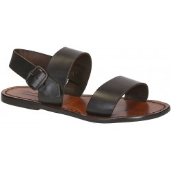 Brown leather women's franciscan sandals handmade in Italy