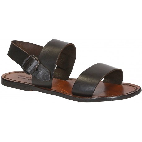 Brown leather women's franciscan sandals handmade in Italy | The ...