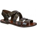 Brown leather ladies franciscan sandals handmade in Italy