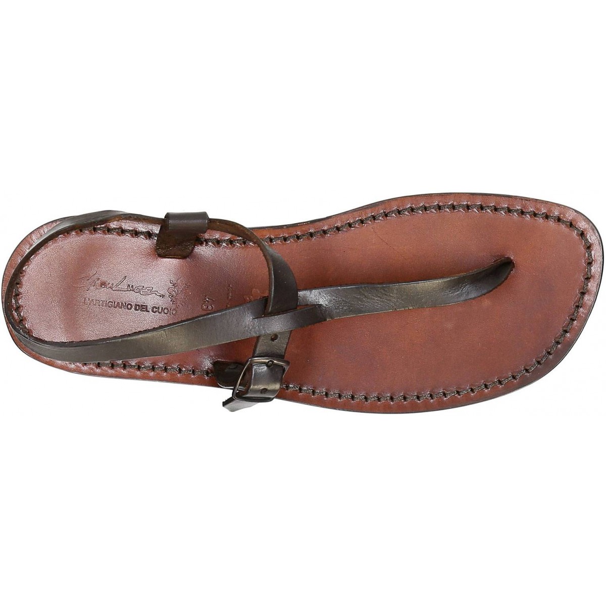 Handmade Brown Leather Thong Sandals for Men 592 U Moro