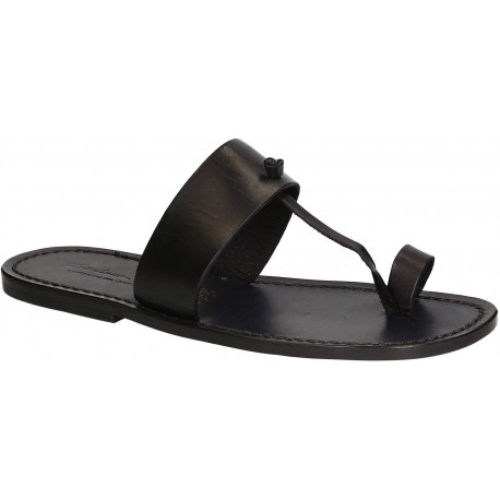Black leather thong sandals Handmade in Italy