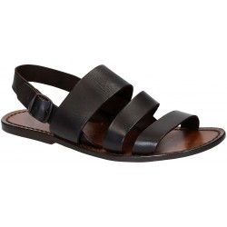 Brown leather sandals handmade in Italy for men's