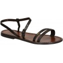 Handmade dark brown flat sandals for women
