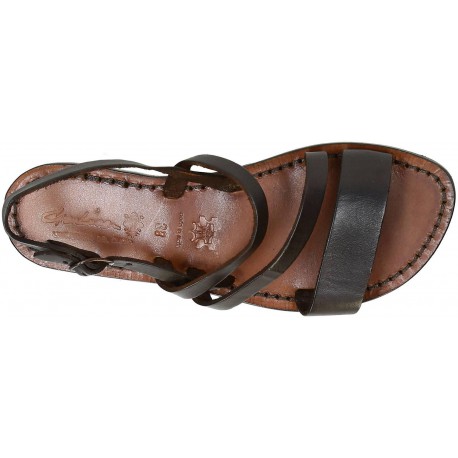 Women's brown leather flat sandals handmade | The leather craftsmen