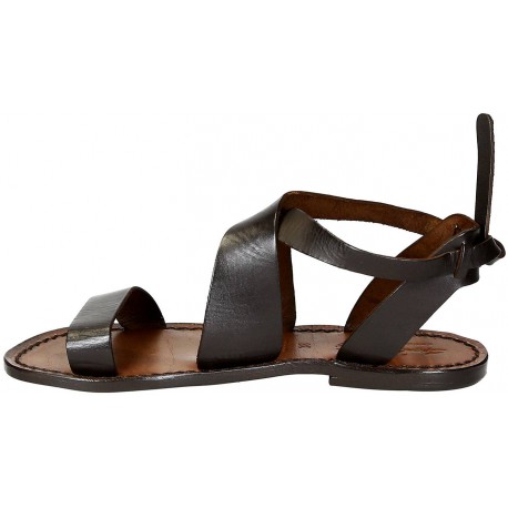 Women's dark brown leather sandals handmade in Italy | The leather ...