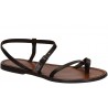 Dark brown flat thong sandals for women