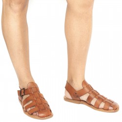 Mens sandalias hechas a mano en cuero vintage cuero hecho a mano en Italia