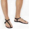 Herren Flip-Flop-Sandalen aus schwarze Leder in Italien von Handgefertigt