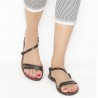 Handgefertigte dunkelbraune flache Sandalen für Frauen