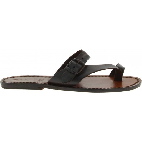 Leather thong sandals for women brown color leather | The leather craftsmen