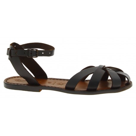 Handmade dark brown flat sandals for women real italian leather | The ...