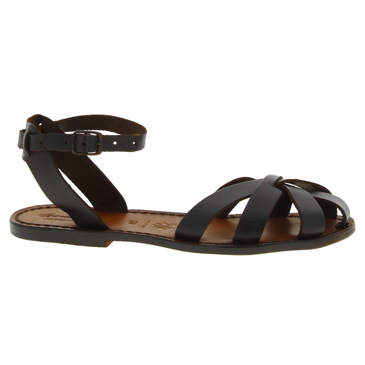 Handmade dark brown flat sandals for women real italian leather | The ...