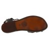 Sandalias planas hecho a mano en Italia para las mujeres reales de cuero marrón oscuras