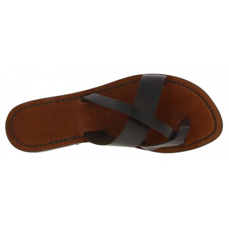 Women's thong sandals Handmade in Italy in dark brown calf leather ...