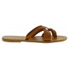 Women's thong sandals Handmade in Italy in tan calf leather