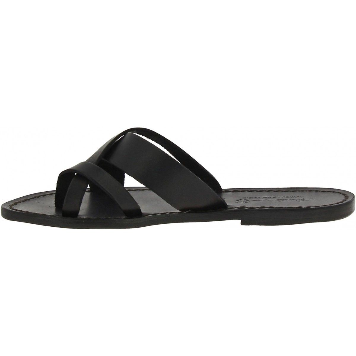 Women's thong sandals Handmade in Italy in black calf leather | The ...