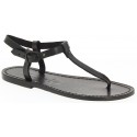 Thong sandals in black leather handmade in Italy