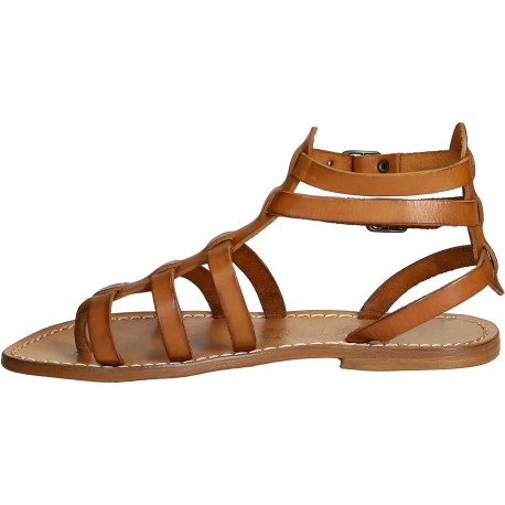 Flat gladiator sandals for women Handmade in Italy in cuir leather ...