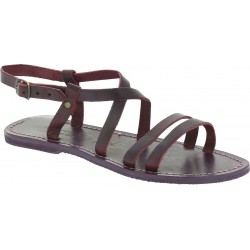 Women's violet leather sandals handmade in Italy