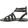 Schwarze Damen-Sandalen im Gladiator-Stil aus Leder in Italien von Handgefertigt