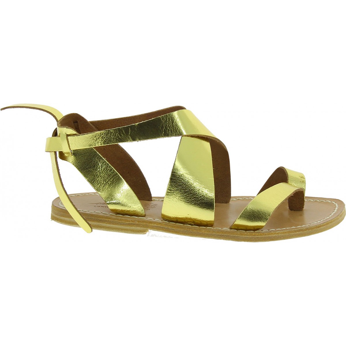 Women's sandals in metallic gold leather handmade in Italy | The ...