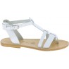 Women's flat white leather sandals Handmade in Italy