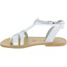 Women's flat white leather sandals Handmade in Italy