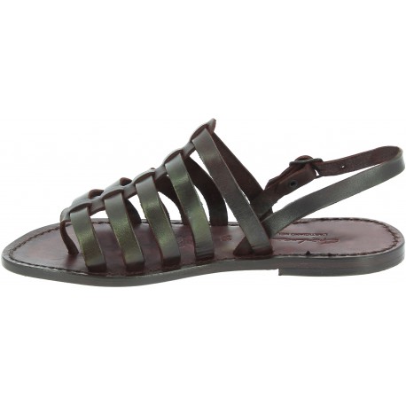 Womens brown Leather thong sandals handmade in Italy | The leather ...