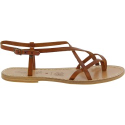 Tan leather sandals for women Handmade in Italy