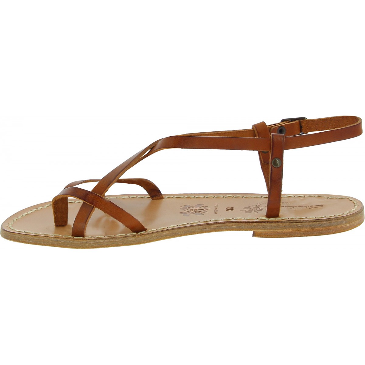 Tan leather sandals for women Handmade in Italy | The leather craftsmen
