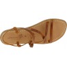 Sandalias planas para mujer de cuero marrón hecho a mano