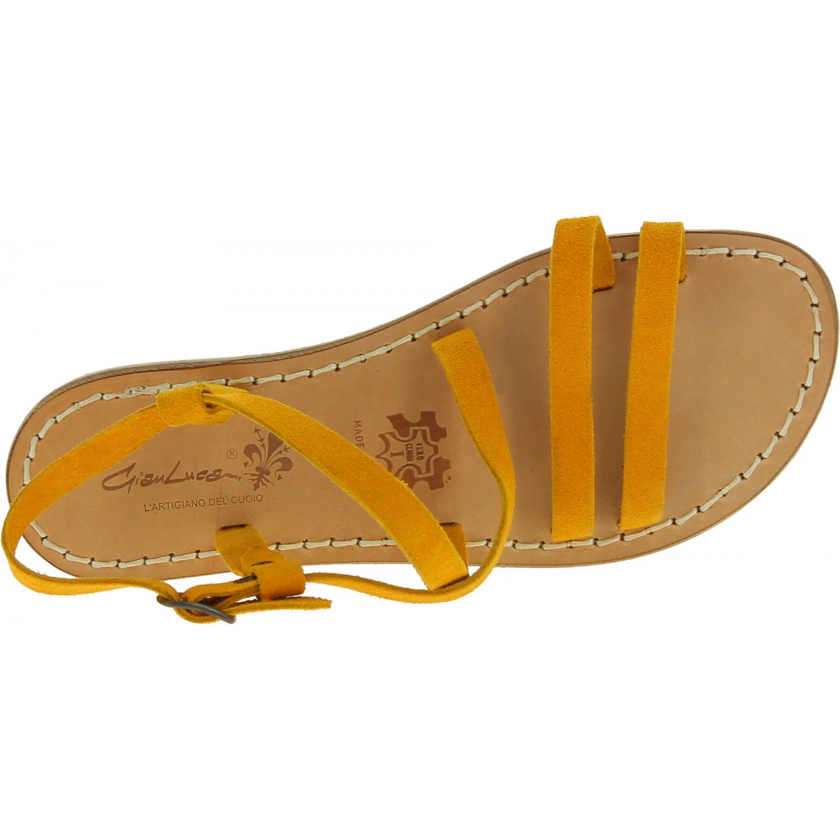 Gianluca Sandalias para mujer de nubuck ocre hecho a mano Zapatos Zapatos para mujer Sandalias Cangrejeras L'artigiano del cuoio 