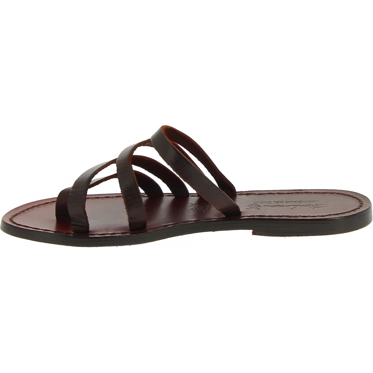 Handmade brown leather flip flop sandals for women | The leather craftsmen