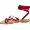 Damen Riemchen-Sandalen im roter Nubuk in Italien von Handgefertigt