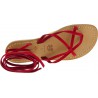 Sandalias de tiras de nubuk rojo para mujeres hechas a mano en Italia